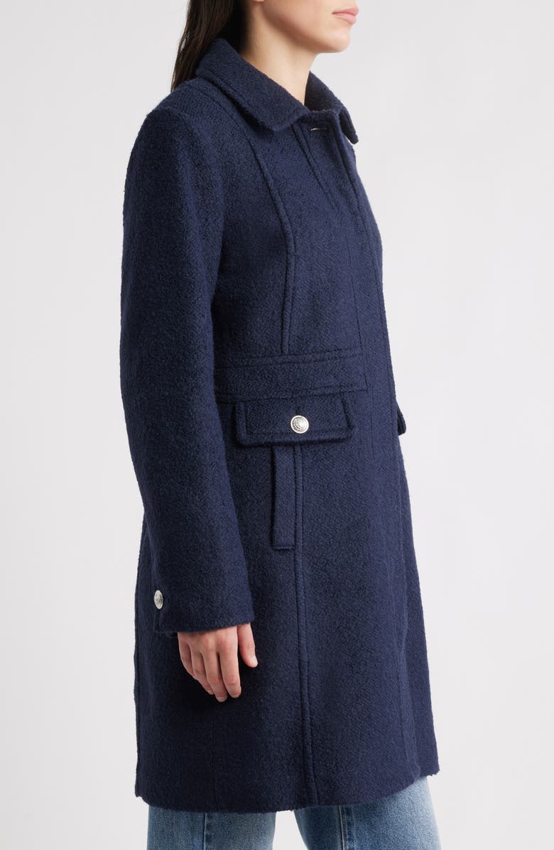 Sam Edelman Bouclé Longline Coat, Alternate, color, Navy
