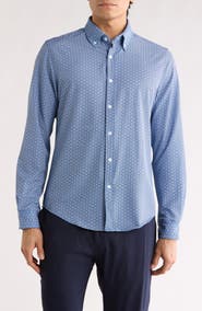 DENIM AND FLOWER Polka Dot Stretch Button-Up Shirt