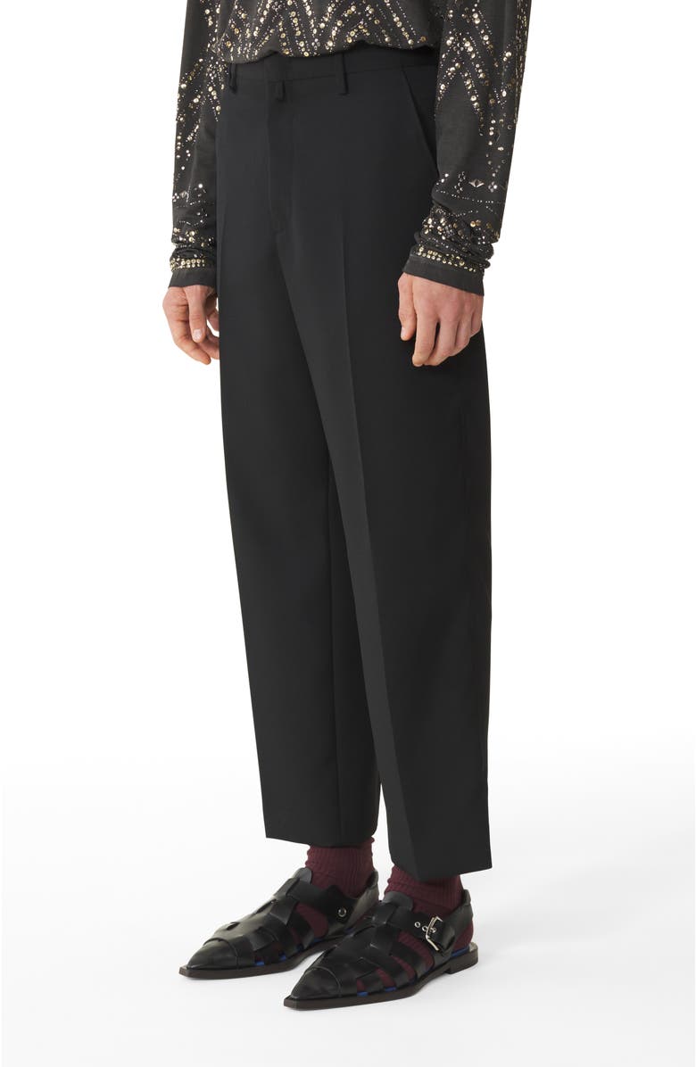 Lanvin Straight-Leg Wool Pants, Alternate, color, Black