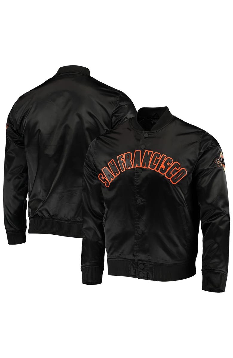 PRO STANDARD Men's Pro Standard Black San Francisco Giants Wordmark Satin Full-Snap Jacket, Alternate, color,