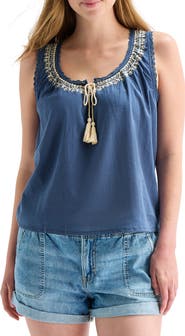 Lucky Brand Embroidered Lace Trim Tank