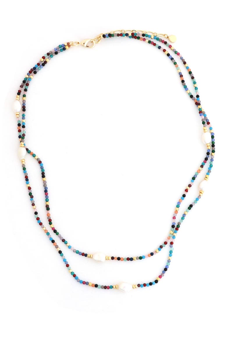 Freshwater Pearl Multicolor Beaded Layered Necklace, Main, color, MULTI BLUE