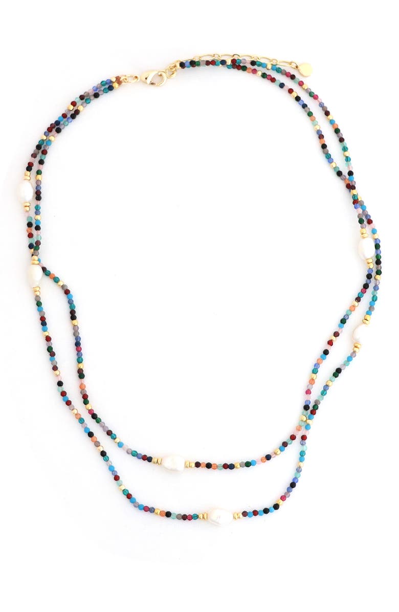 Panacea Freshwater Pearl Multicolor Beaded Layered Necklace, Main, color, Multi Blue