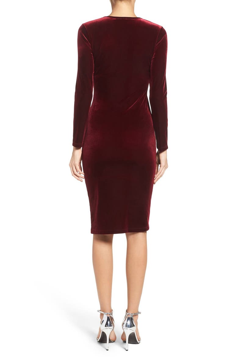 Velvet Body-Con Dress, Alternate, color, WINE