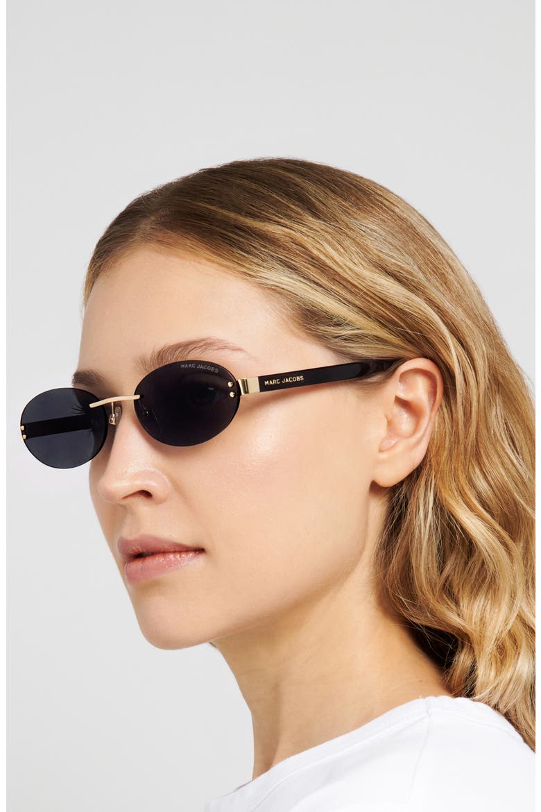 57mm Oval Sunglasses, Alternate, color, GOLD BLACK/ GREY