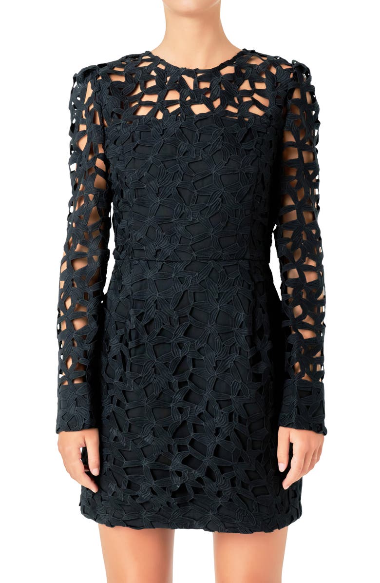 Endless Rose Floral Lace Long Sleeve Minidress, Alternate, color,