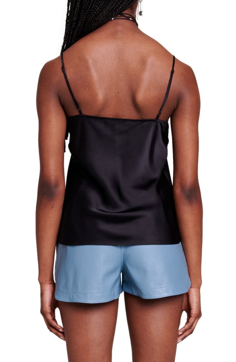 maje Leana Lace Edge Silk Camisole, Alternate, color, 