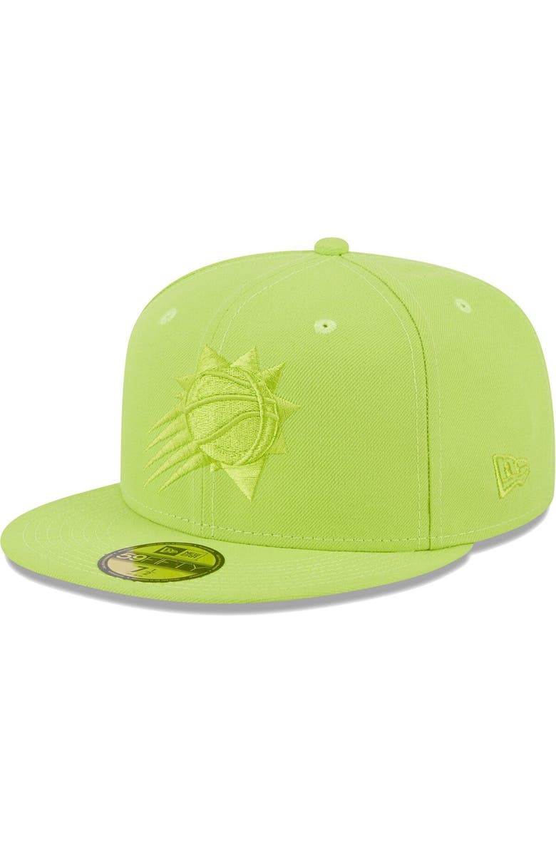 New Era Men's New Era Neon Green Phoenix Suns Spring Color Pack 59FIFTY Fitted Hat, Alternate, color, 