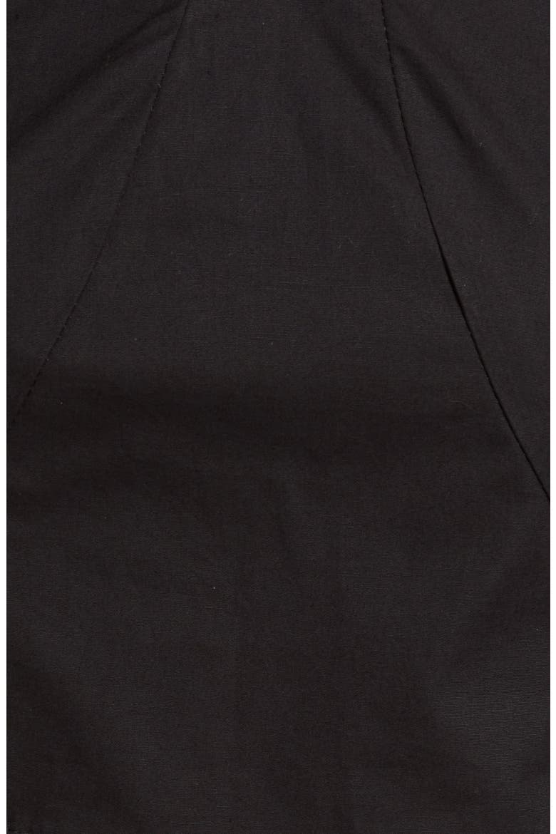 Halter Neck Puff Sleeve Cotton Crop Top, Alternate, color, BLACK