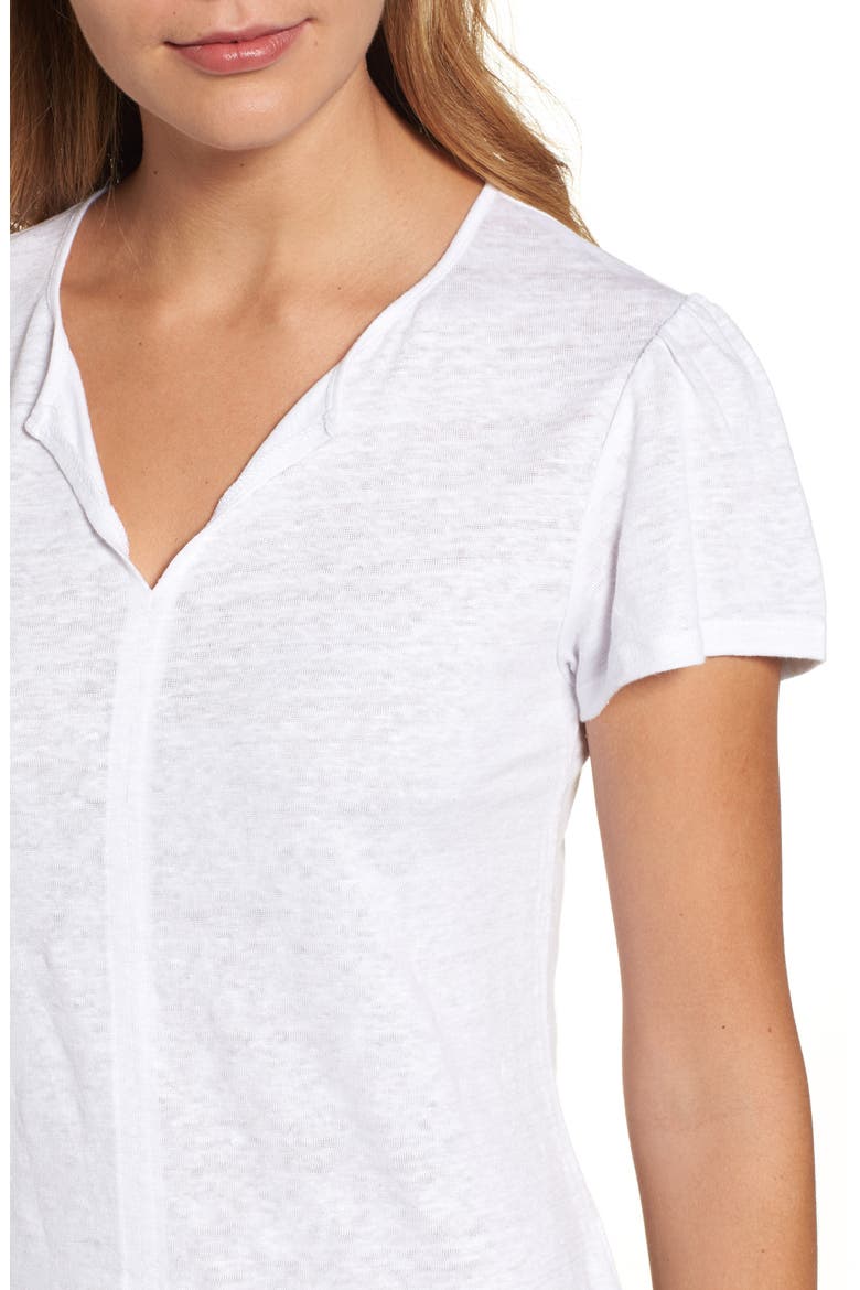 Uptown Tiered Hem Linen Tee, Alternate, color, WHITE/WHITE