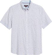 Johnston & Murphy Ditsy Floral Print Short Sleeve Button-Up Shirt