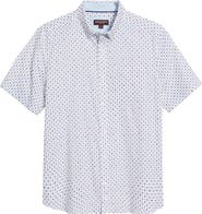Johnston & Murphy Ditsy Floral Print Short Sleeve Button-Up Shirt