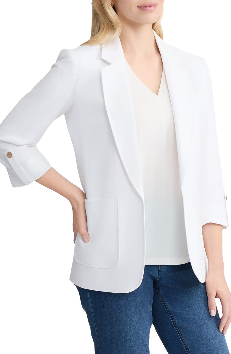 Jones New York Linen Blend Blazer, Alternate, color, Natural White