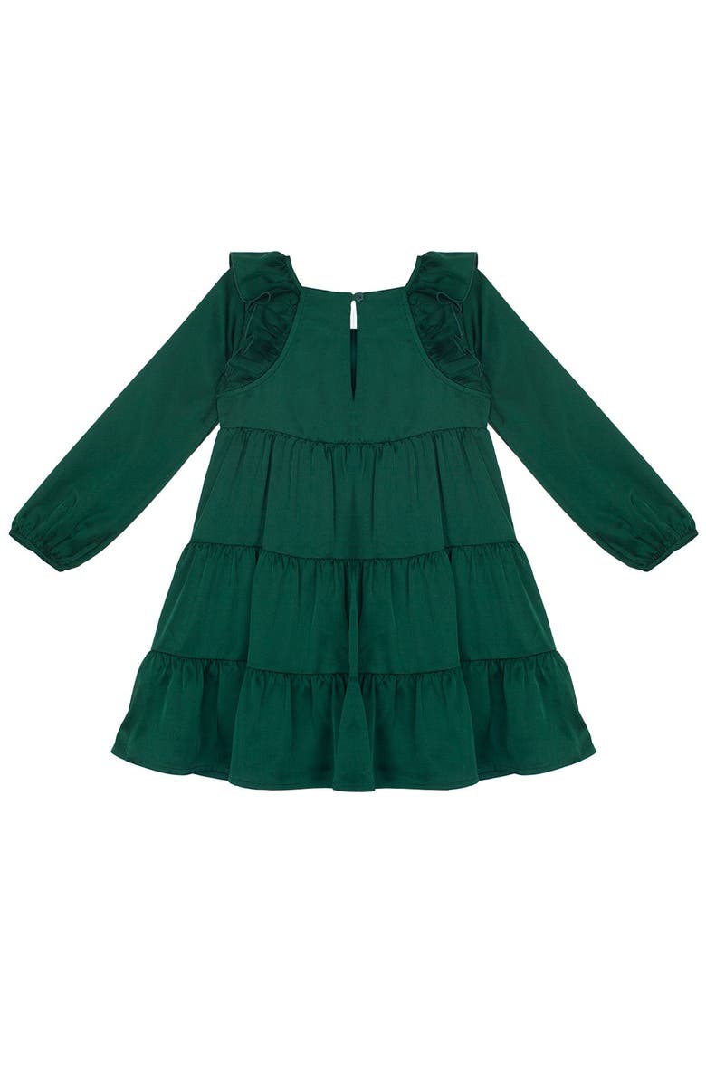 Isobella & Chloe Isobella and Chloe Mistletoe Emerald Green Tiered Ruffle Toddler Dress., Alternate, color, Green