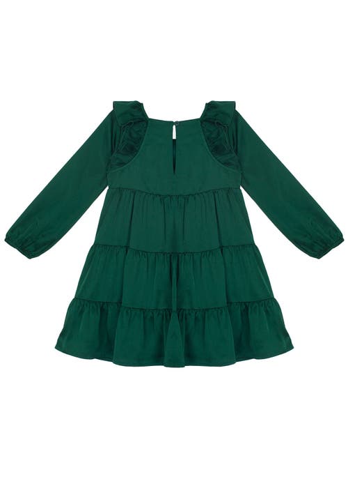 Isobella & Chloe Isobella And Chloe Mistletoe Emerald Green Tiered Ruffle Toddler Dress. In Green