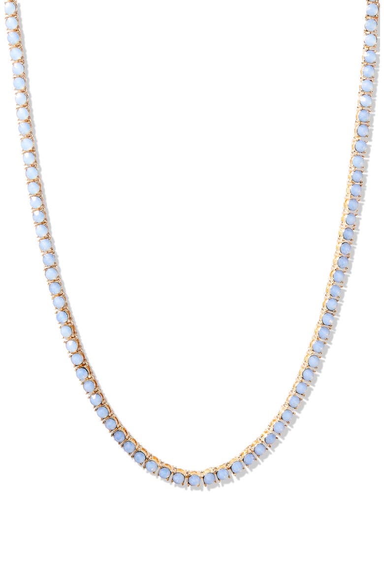 Isabella Cubic Zirconia Blue Tennis Necklace, Main, color, GOLD