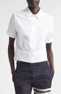 Thom Browne Pleated Cotton Poplin Button-Up Blouse
