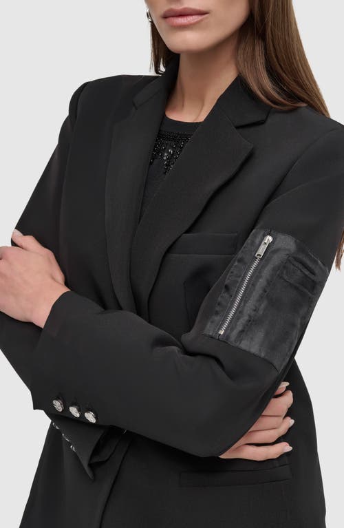Dkny Cargo Sleeve Pocket Ponte Twill Blazer In Black