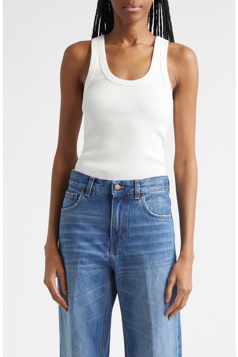 Gem Rib Cotton Tank, Main, color, OFF WHITE
