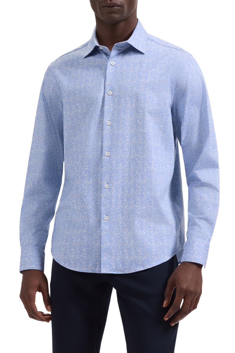 Jimmy OoohCotton® Abstract Print Button-Up Shirt, Main, color, AIR BLUE