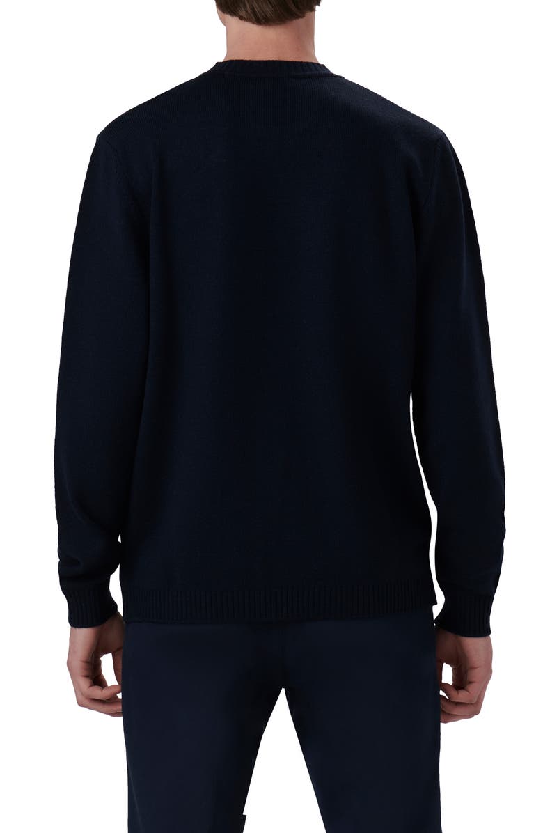Bugatchi Merino Wool Blend Crewneck Sweater, Alternate, color, Navy