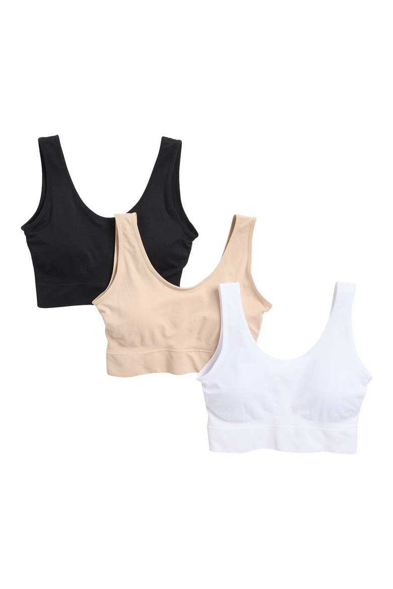 Everyday Assorted 3-Pack Tank Bralettes, Alternate, color, WHITE-BEIGE MULTI