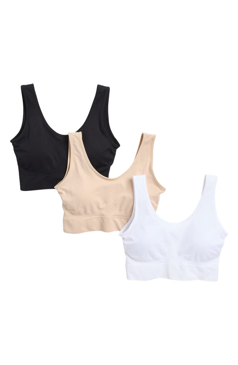 NORDSTROM RACK Everyday Assorted 3-Pack Tank Bralettes, Alternate, color, White-Beige Multi