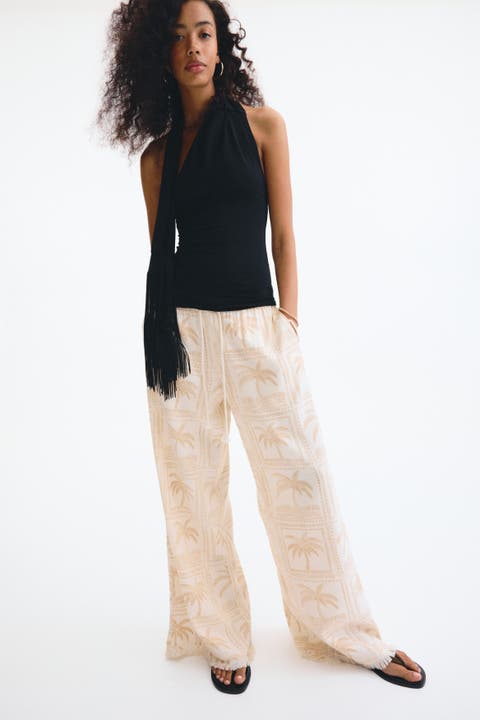 Linen-blend Drawstring Trousers
