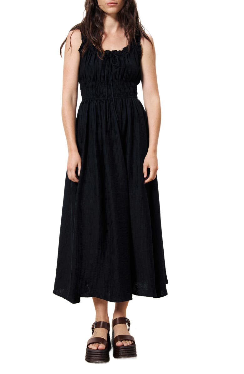 FRNCH Sanne Smock Waist Sundress, Main, color, Black