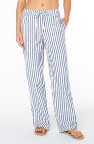 Roxy Mavericks Pleated Stripe Cotton Pants