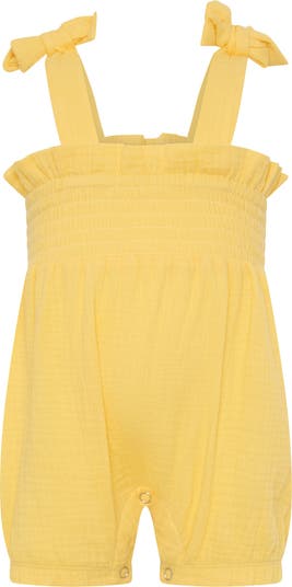 Smocked Cotton Gauze Balloon Romper