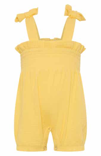 Strawberry Appliqué Plaid Cotton Romper