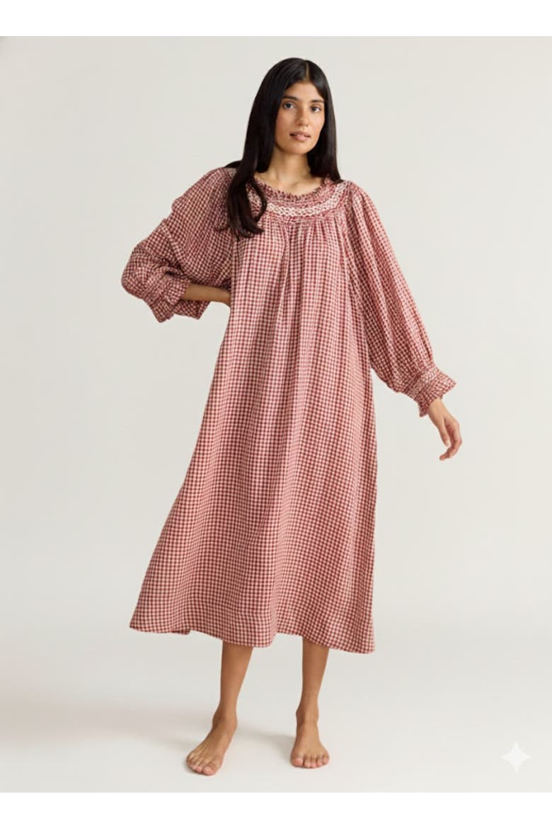 Georgie Nightdress, Main, color, Rust Gingham
