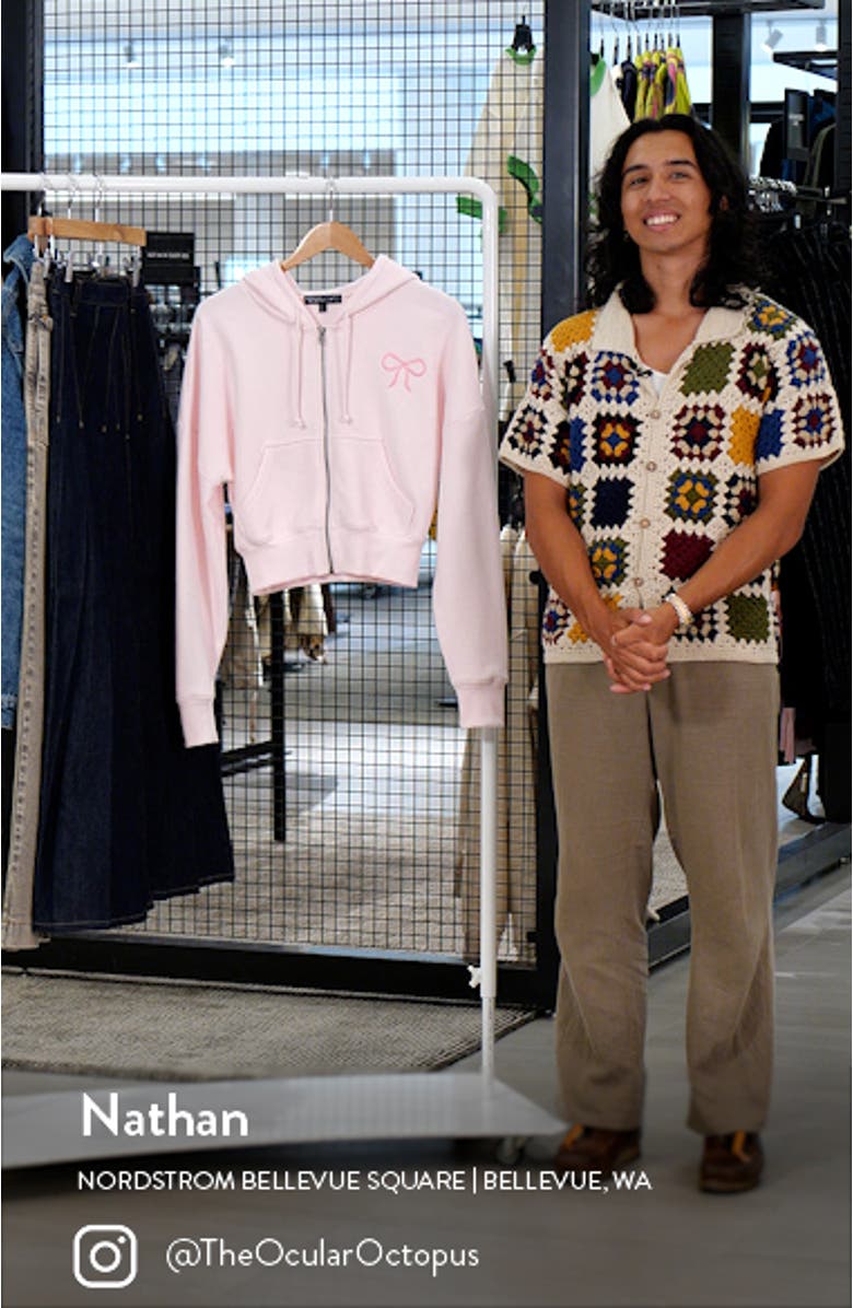 Embroidered Bow Fleece Zip Hoodie, sales video thumbnail