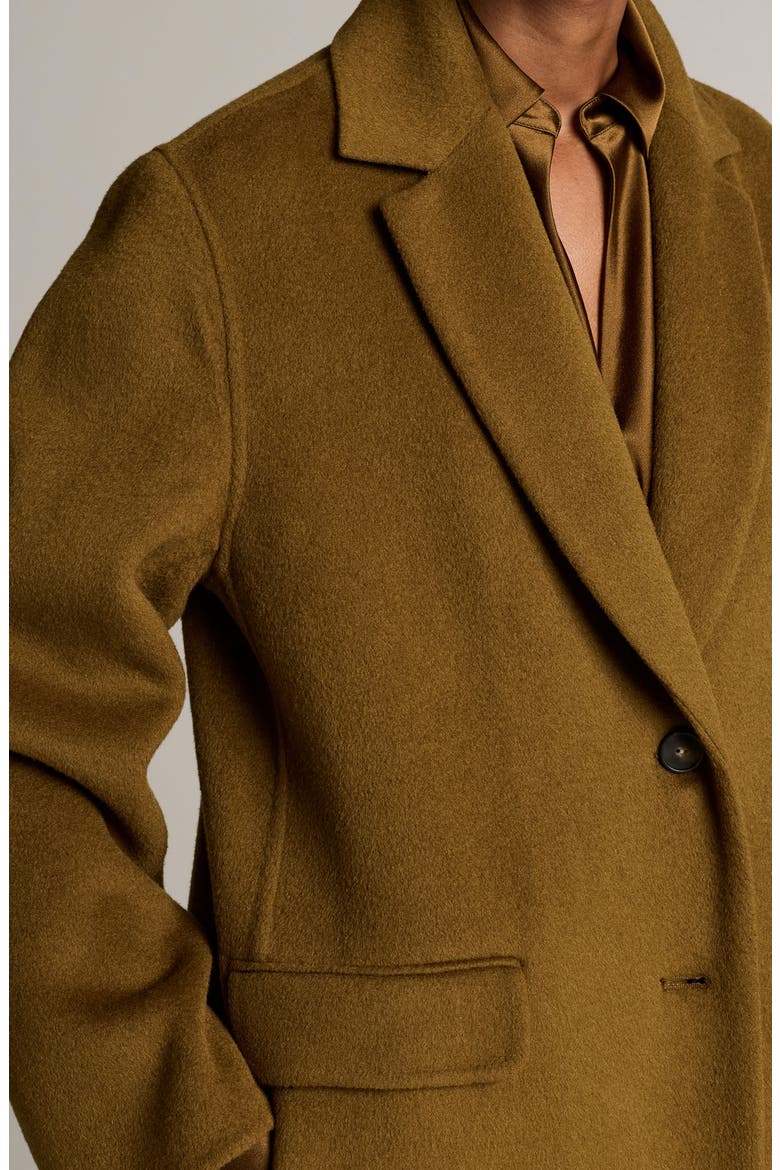 Single Breasted Wool & Cashmere Coat, Alternate, color, MOSS OCHRE