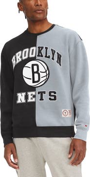 TOMMY JEANS Men's Tommy Jeans Black/White Brooklyn Nets Keith Split Pullover Sweatshirt