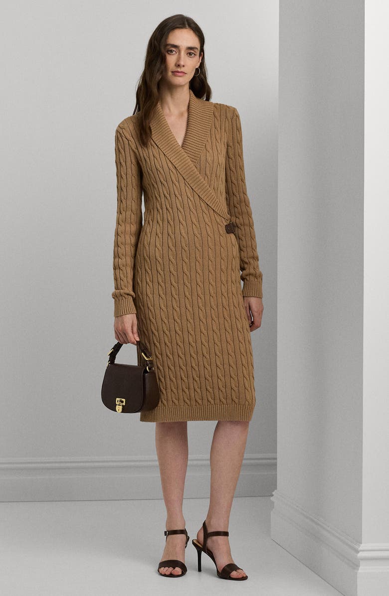 Lauren Ralph Lauren Cotton Blend Long Sleeve Sweater Dress, Alternate, color,