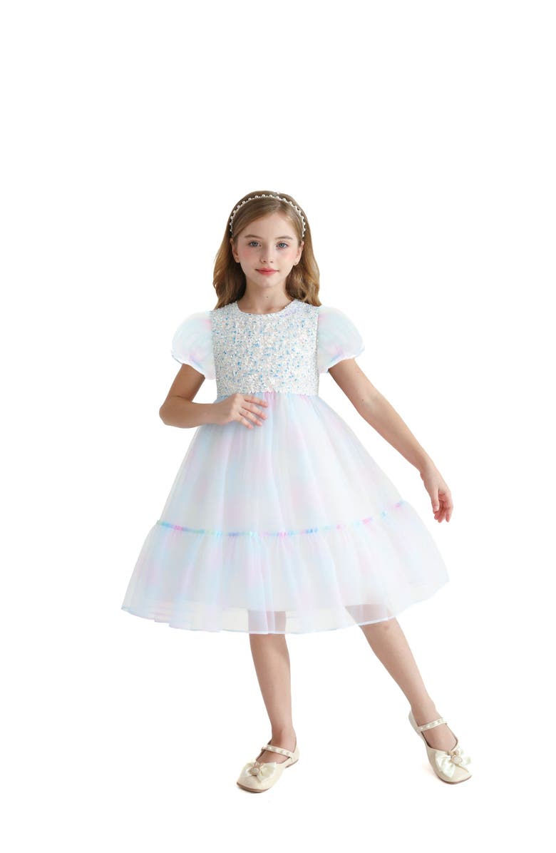 Mimi Tutu Sequin Color Bloom Dress, Alternate, color, Blue