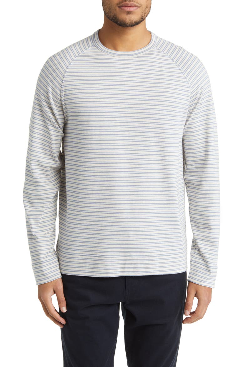 Stripe Stretch Cotton Gauze Sweater, Main, color, H BONE/ PACIFIC BLUE