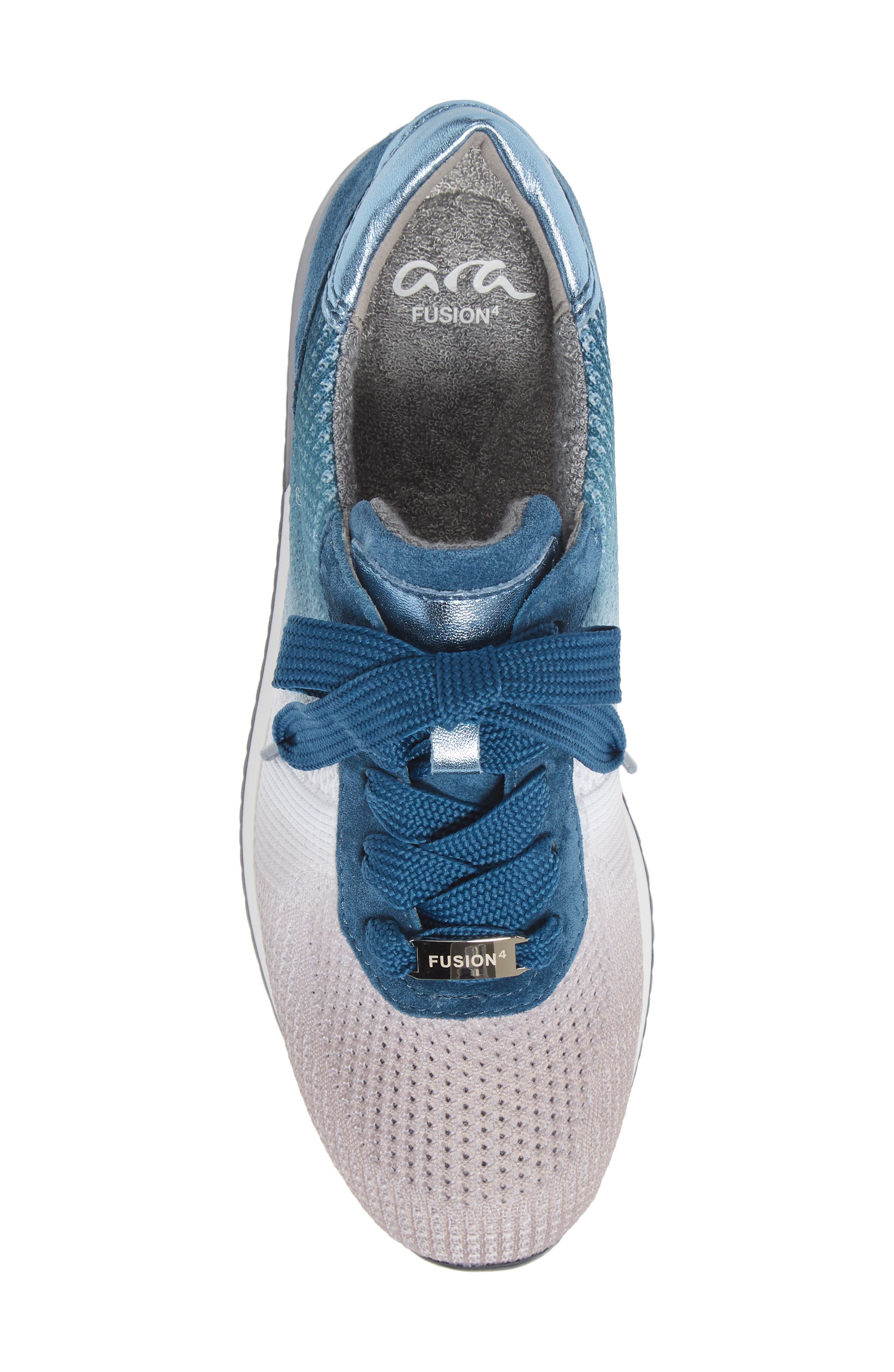 ara Leigh Lace-Up Sneaker, Alternate, color, Atlantis Multi Woven Stretch