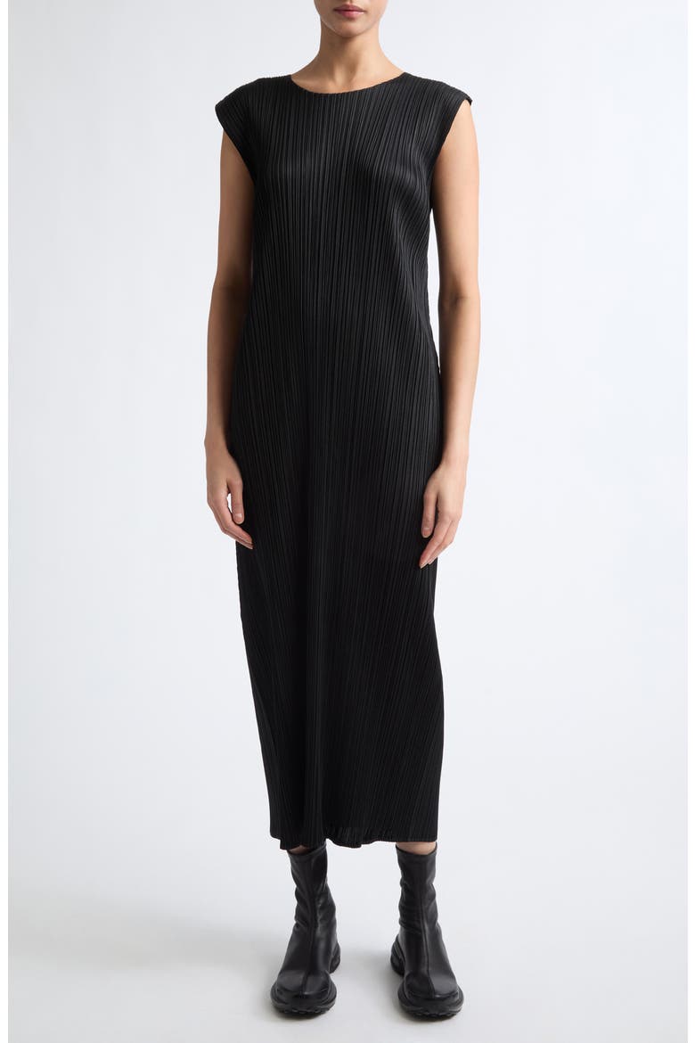 Monthly Colors September Pleated Sleeveless Dress, Main, color, BLACK