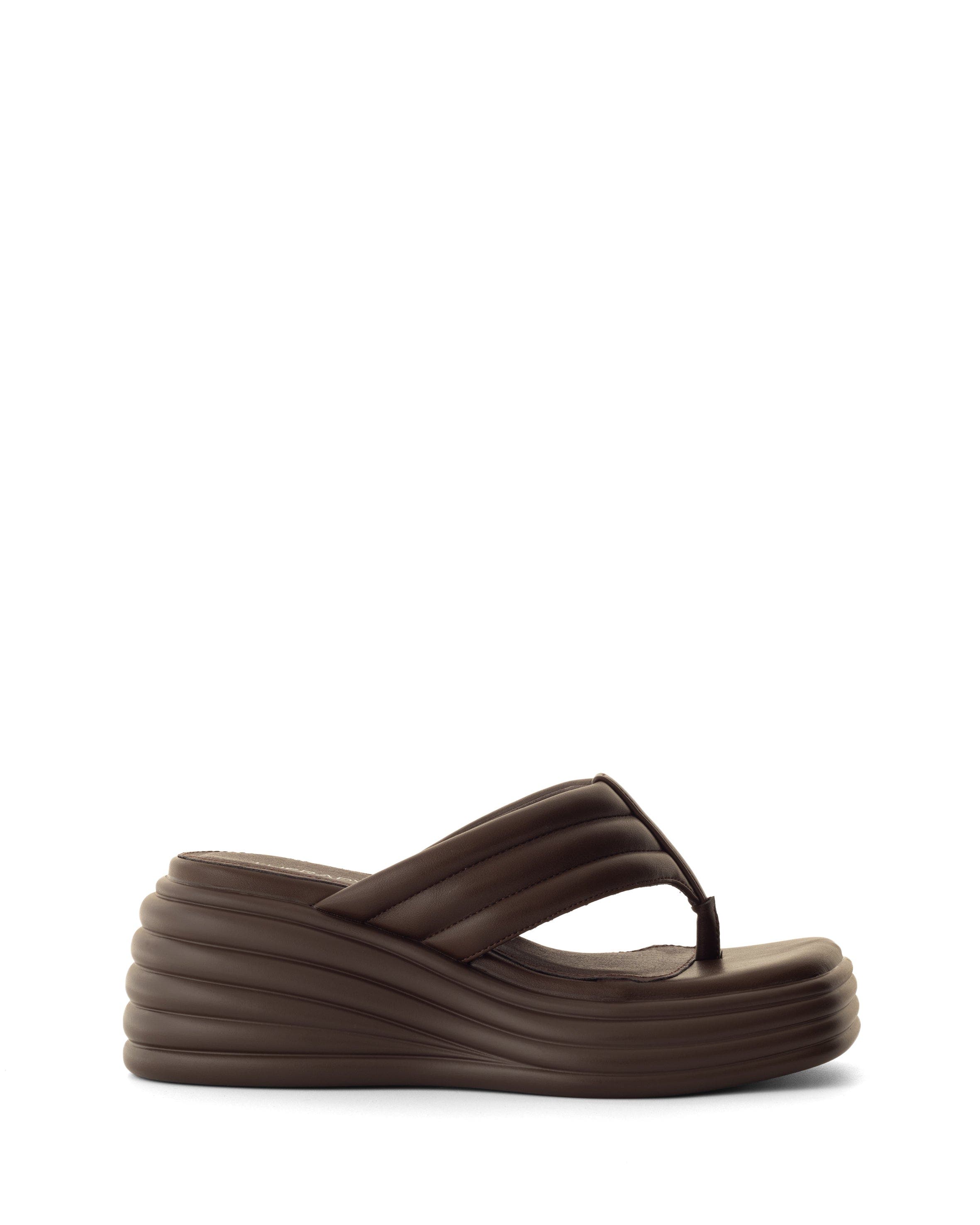 FLAMES Square Toe Wide Wedge Sandal, Alternate, color, Chocolate Smooth Pu
