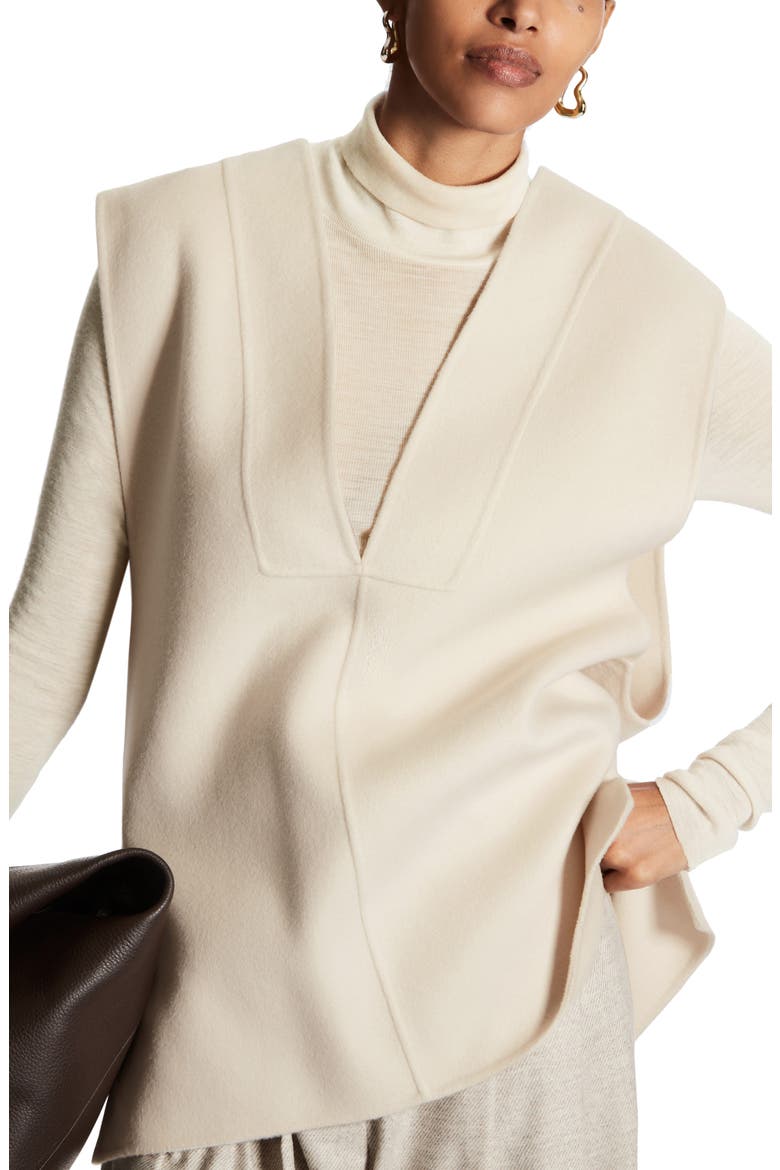 Oversize V-Neck Wool Vest, Main, color, BEIGE