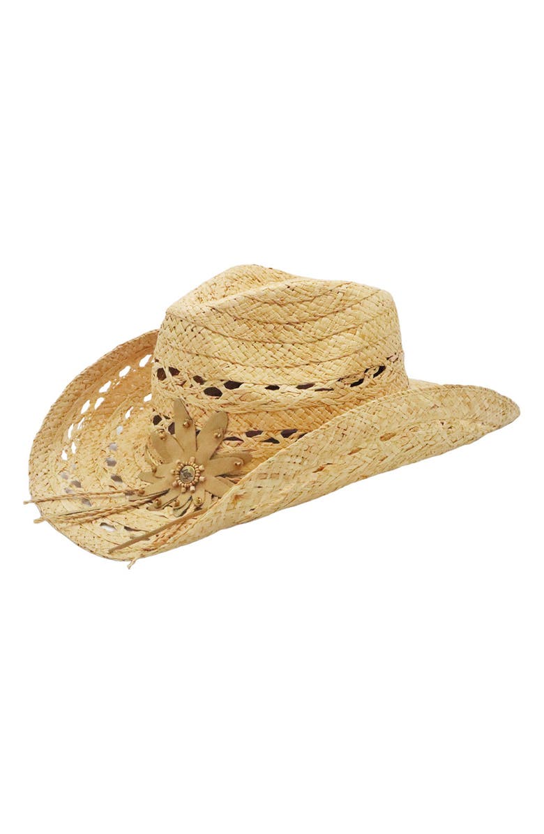 PETER GRIMM Mallorie Straw Cowboy Hat, Main, color, Natural