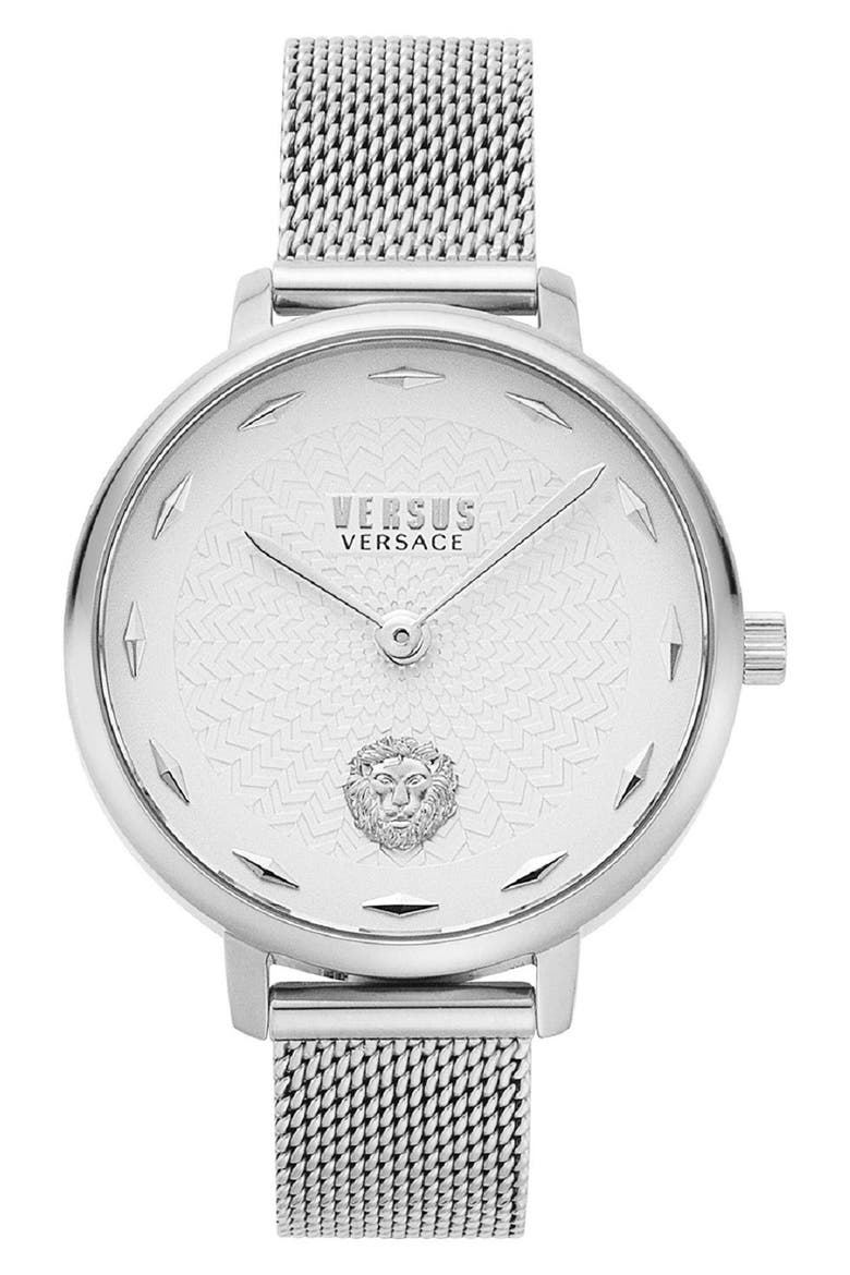 La Villette Mesh Strap Watch, 36mm, Main, color, SILVER/ WHITE/ SILVER