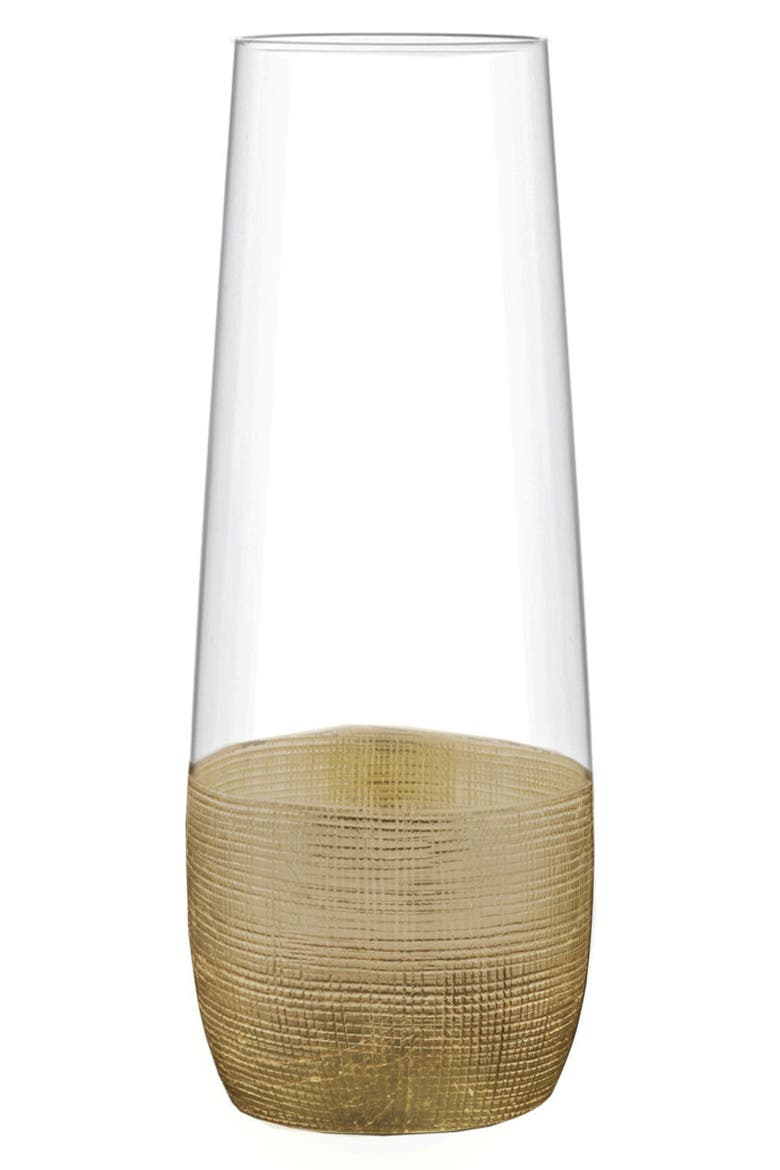Linen Set of 4 Stemless Champagne Flutes, Main, color, GOLD