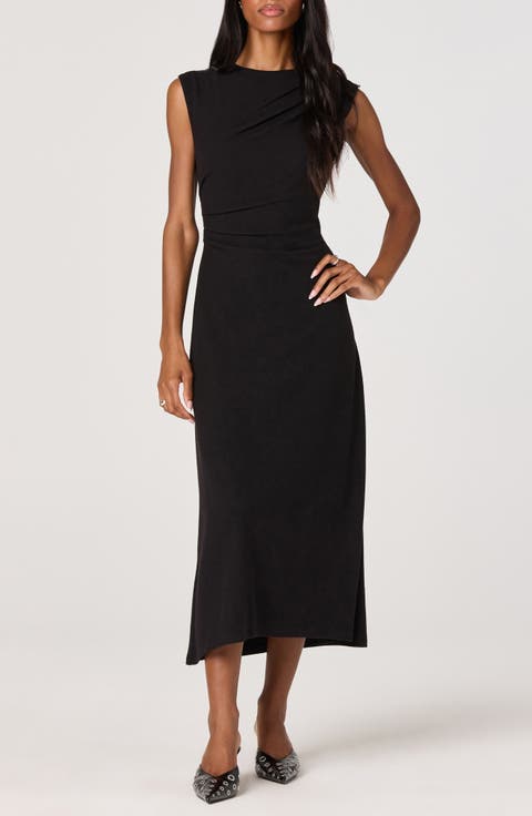 Drape Sleeveless Midi Dress