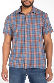 Liverpool Los Angeles Plaid Short Sleeve Cotton Button-Up Shirt