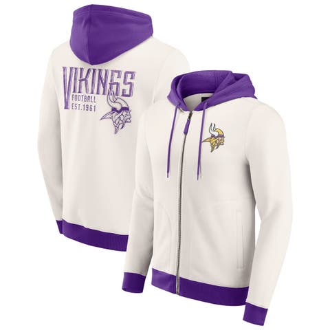 Men
s Darius Rucker Collection by Fanatics Cream Minnesota Vikings Distressed Graphics Full-Zip Hoodie