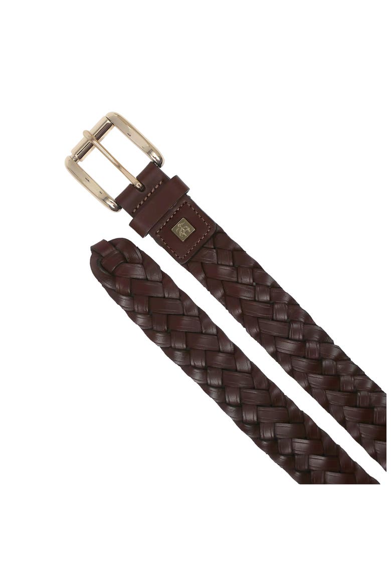 Braided Full Grain Leather Belt, Alternate, color, Brown